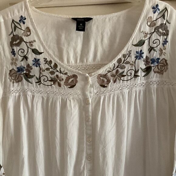 Summer WHITE EMBROIDERED WOMAN TUNIC/BEACH COVER UP SIZE M - Picture 3 of 11